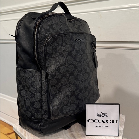 Coach Signature Black and Gray Backpack - Picture 1 of 17